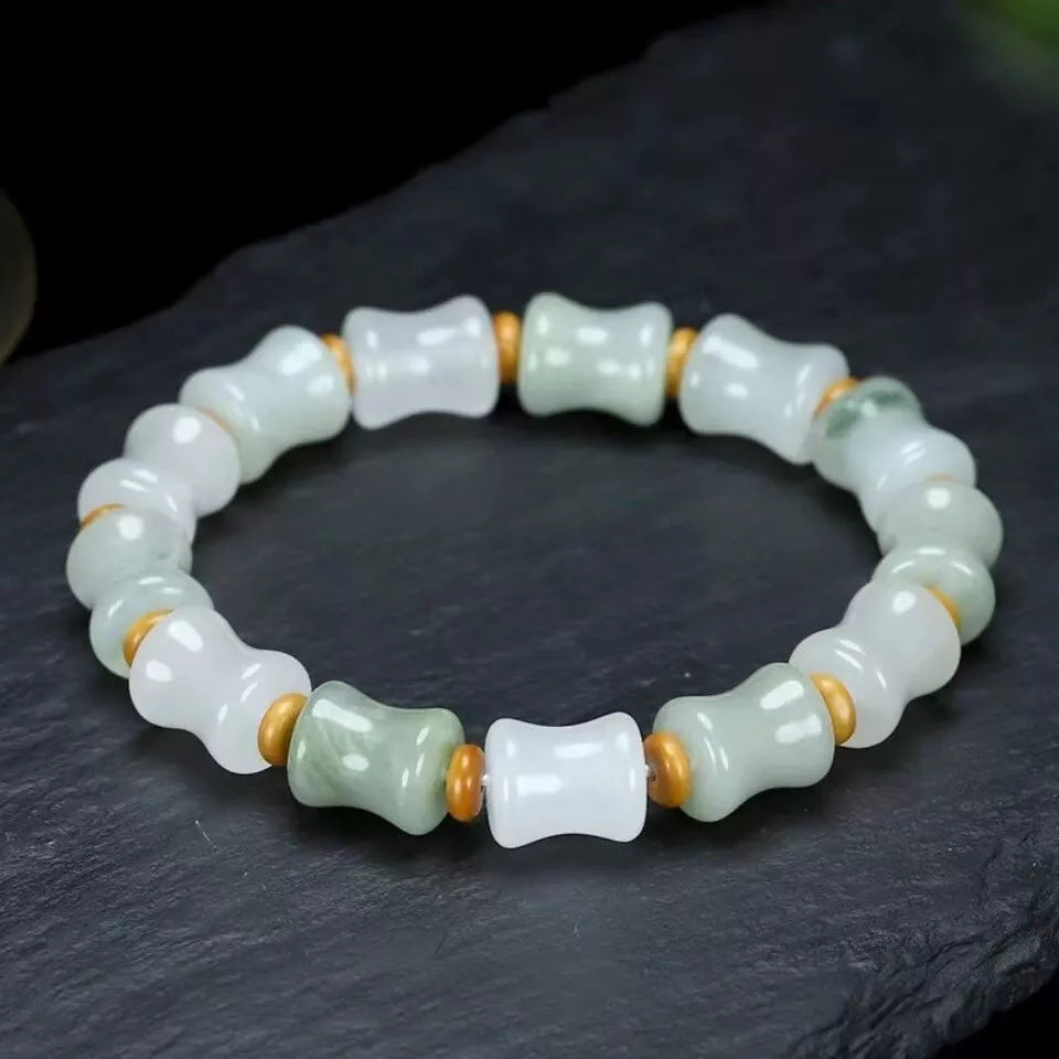 Natural Golden Silk Jade Natural Cui Hand Bracelet Women's Edition