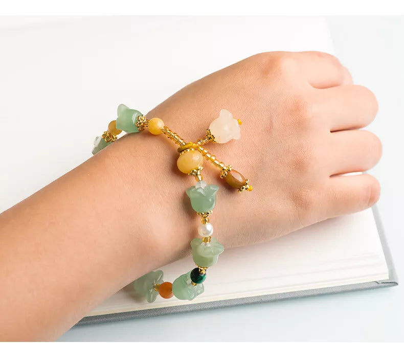 Fashion Women's Gold Silk Jade Bracelet Personalized Women's Woven Jade Bracelet