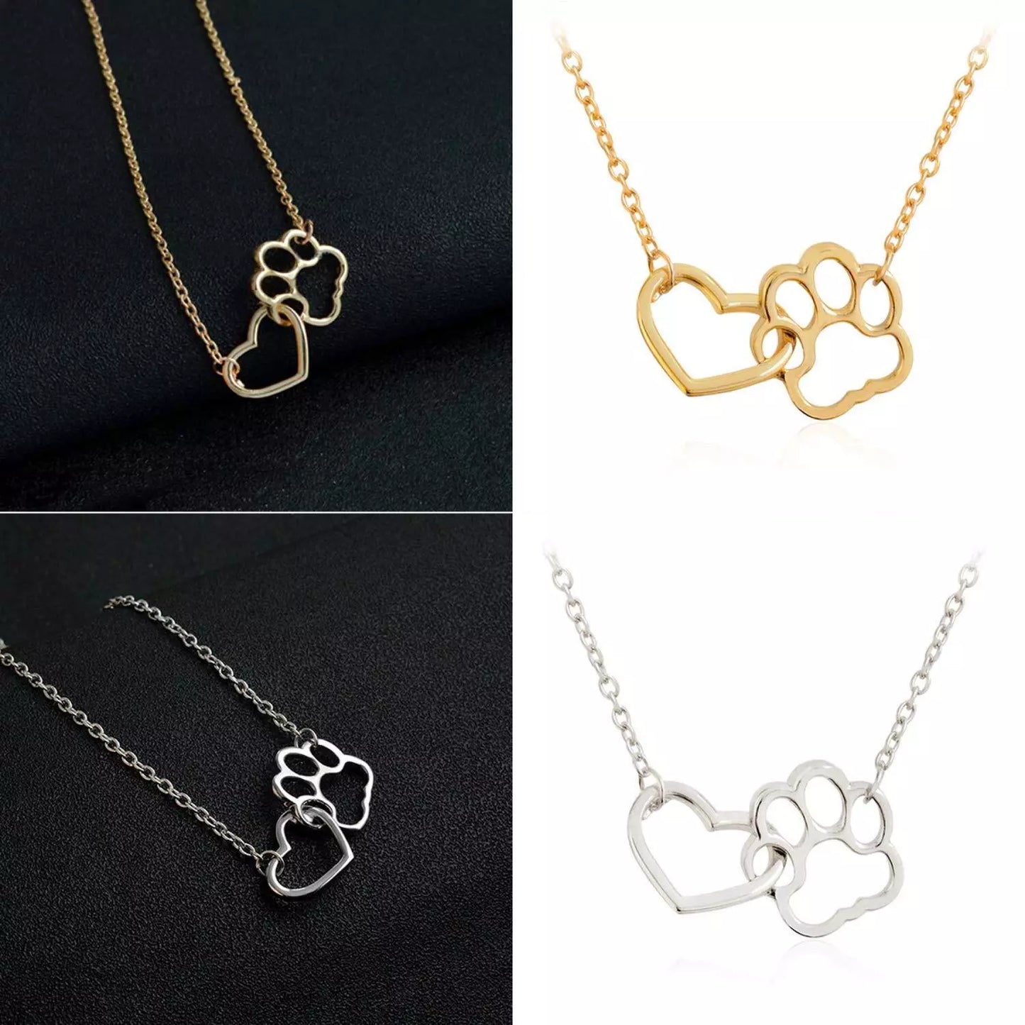 Grace Paw Print Necklace Sterling Silver Pendant, Dog Lovers Gifts for Women